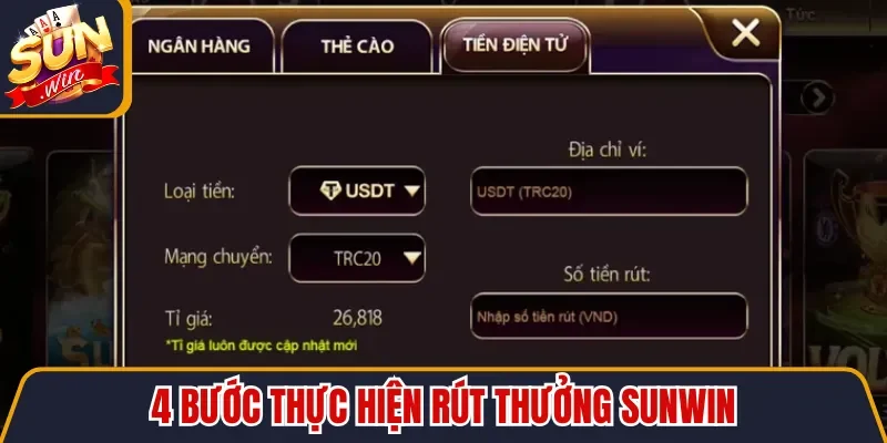4 bước thực hiện rút thưởng Sunwin